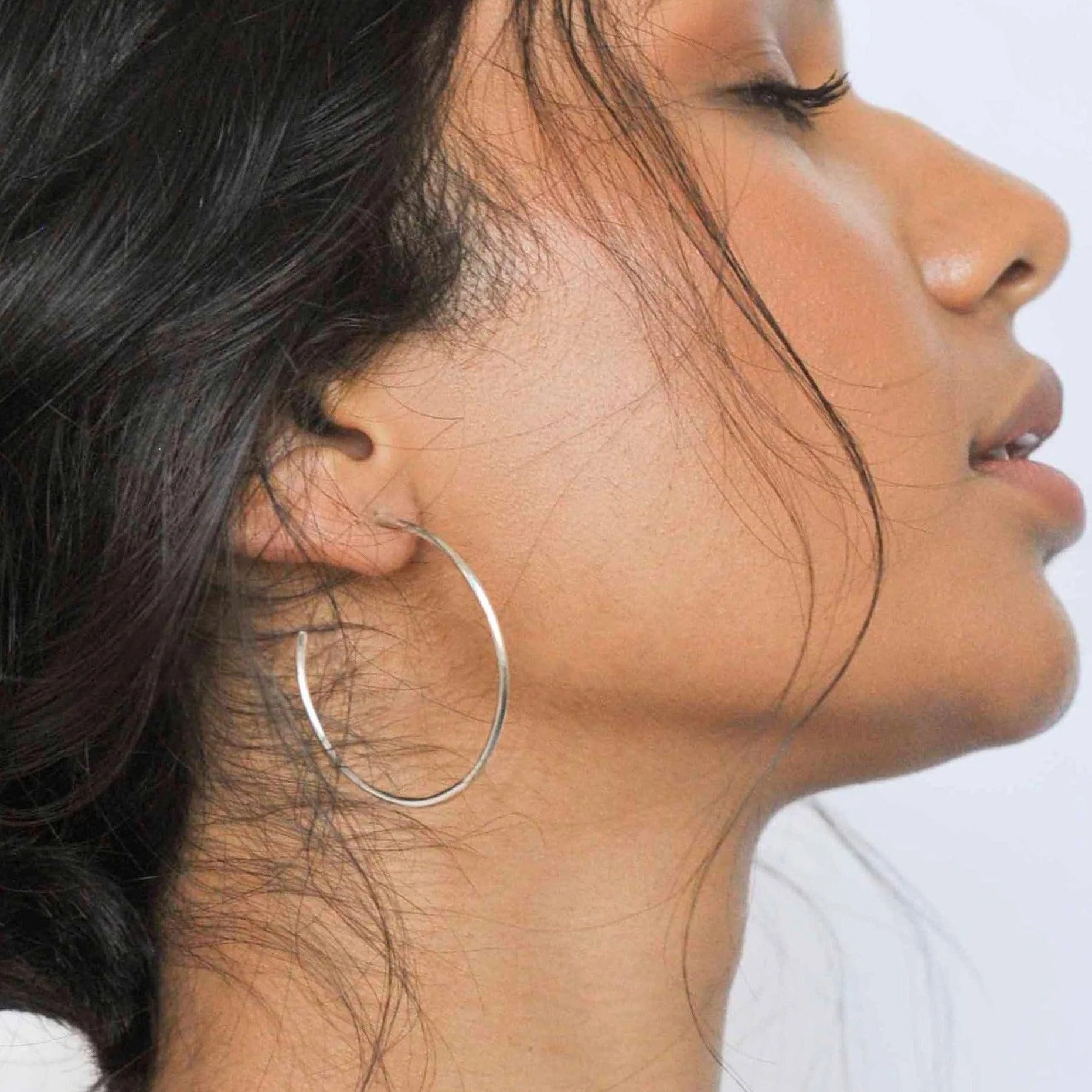 Wild Fawn Silver XL Delicate Hoop Earrings Circol