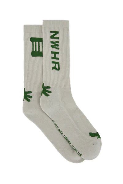 Organic cotton crew socks - white and green