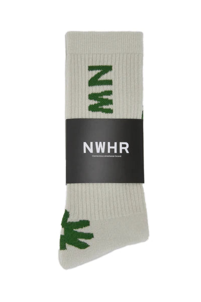 NWHR White/Green Crew Socks