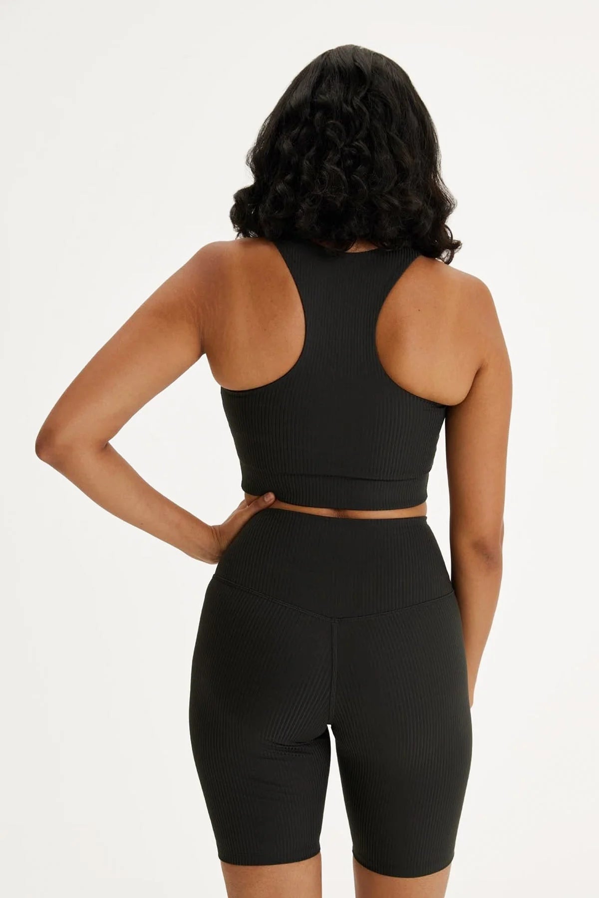 Black racer back sports bra