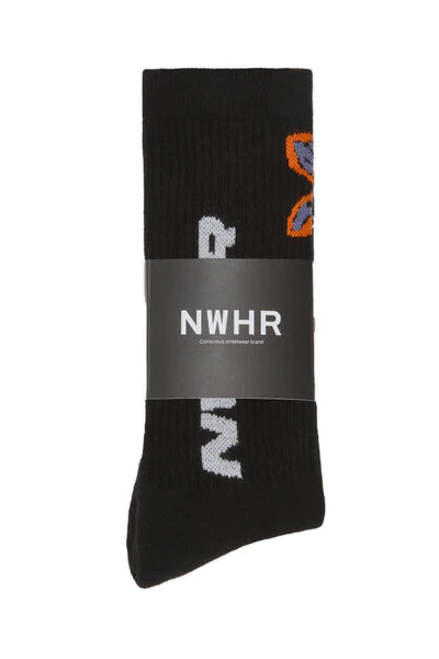 NWHR Black Cotton Crew Socks